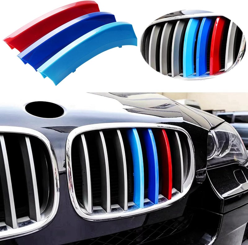 Goodream Tricolored Grille Insert Trims Compatible With BMW 2007-2013 E70 X5 and 2008-2012 E71 X6 7-Beams Center Kidney Grill - Image 1